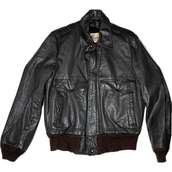 Vintage Berman's Brown Leather Bomber Jacket Men's M 40 Zip Out Lining - Picture 2 of 10